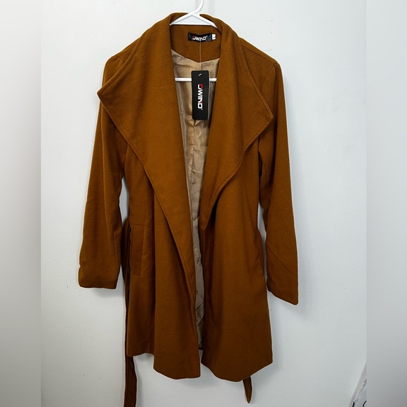 Camel Brown Belted Microfleece Coat - Picture 2 of 7